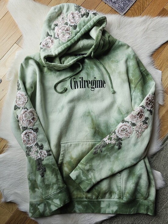 Civil Regime Tops - Civil Regime Green Marbled Roses Hoodie